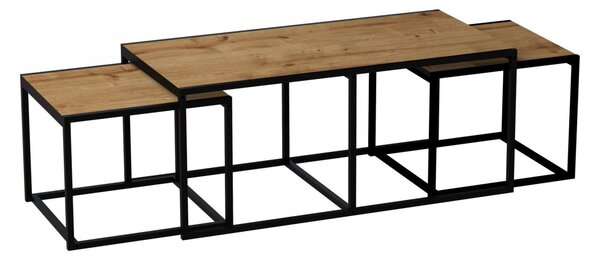 Hanah Home Súprava konferenčných stolíkov Gigante 3 ks dub/čierny