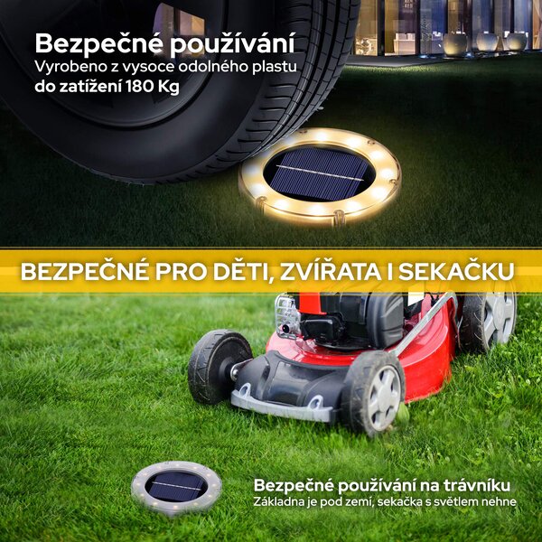 Bezdoteku LEDsolar vonkajšie svetlo na zapichnutie do zeme ABS 4 ks, 12 LED, bezdrôtové, iPRO, 1W, teplá farba