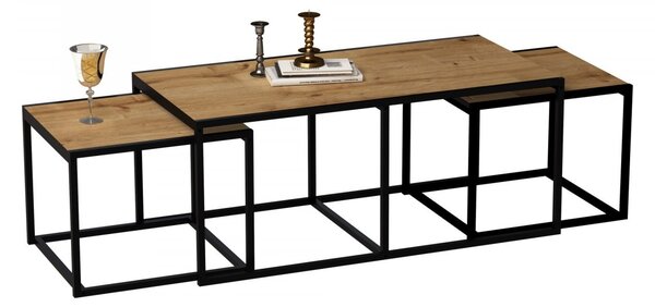 Hanah Home Súprava konferenčných stolíkov Gigante 3 ks dub/čierny