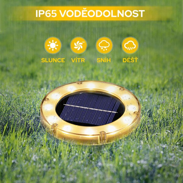 Bezdoteku LEDsolar vonkajšie svetlo na zapichnutie do zeme ABS 4 ks, 12 LED, bezdrôtové, iPRO, 1W, teplá farba