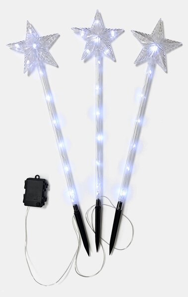 Sinsay - Súprava zapichovacích LED záhradných svetiel s motívom hviezdičky 3 pack - biela