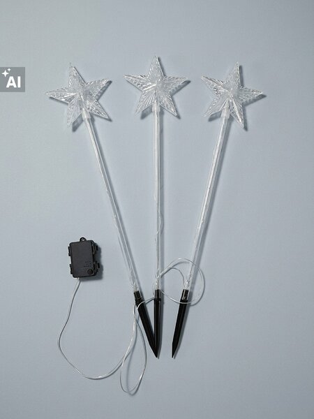 Sinsay - Súprava zapichovacích LED záhradných svetiel s motívom hviezdičky 3 pack - biela