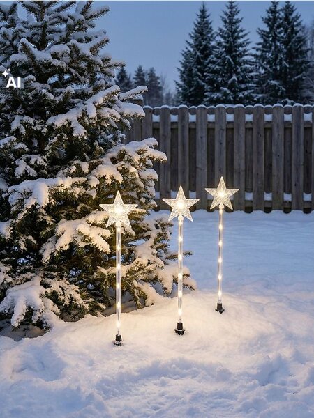 Sinsay - Súprava zapichovacích LED záhradných svetiel s motívom hviezdičky 3 pack - biela