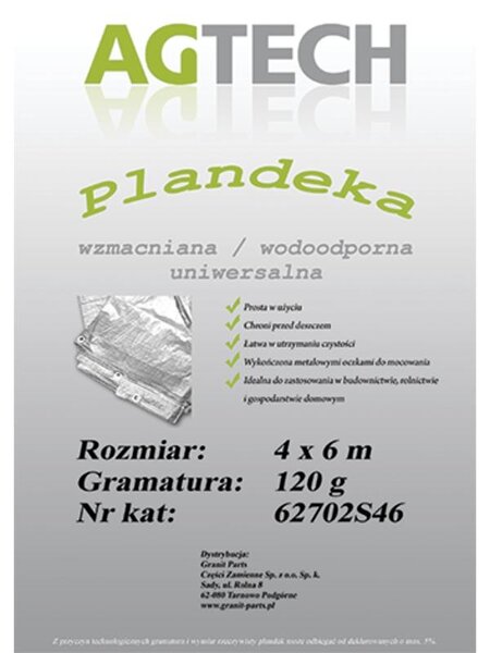 Vystužená vodeodolná plachta, strieborná, 4x6 m, gramáž 120 PL12046