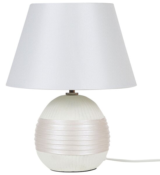 Stolná lampa Sivobiela keramická základňa Nočná krémová stolná lampa