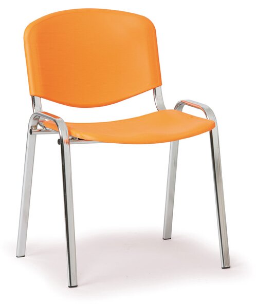 Plastová stolička ISO, oranžová, konštrukcia chrómovaná