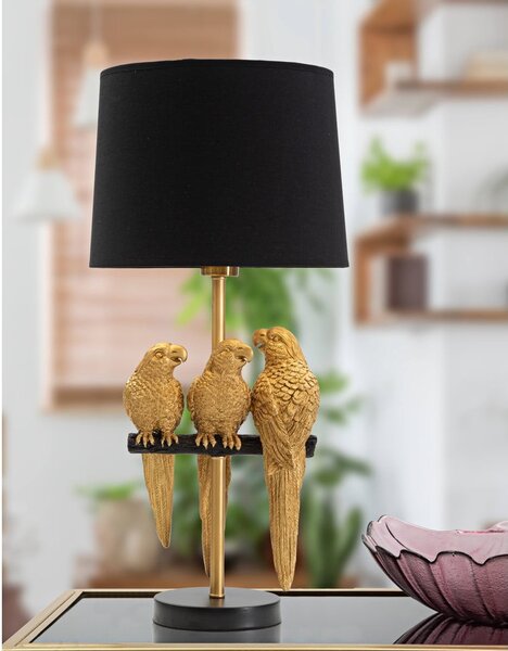 Čierna stolová lampa Mauro Ferretti Parrots