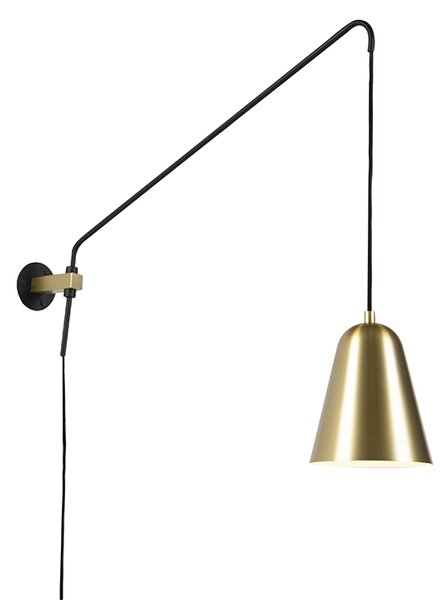 Retro nástenná lampa zlatá/mosadzná s tienidlom - Demi