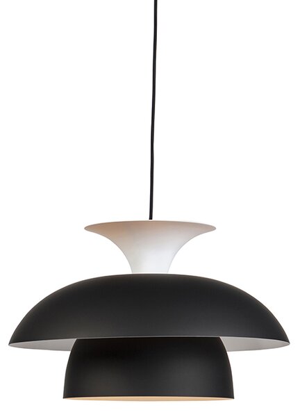 Moderná okrúhla závesná lampa čierna s bielou 3-vrstvou - Titus