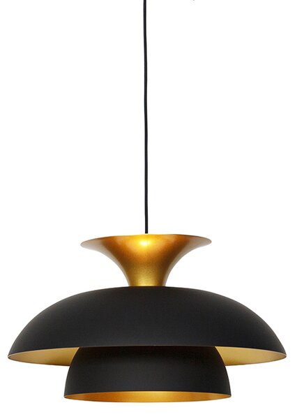 Moderná okrúhla závesná lampa čierna so zlatým 3-vrstvovým - Titus