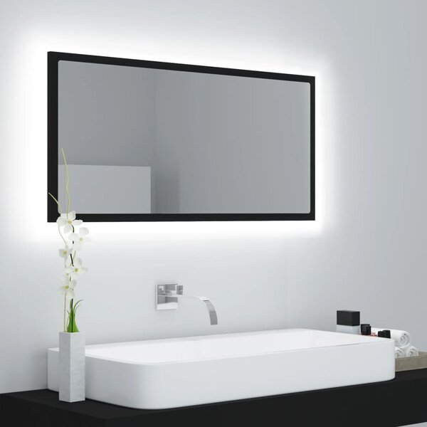 LED kúpeľňové zrkadlo čierne 90x8,5x37 cm akryl