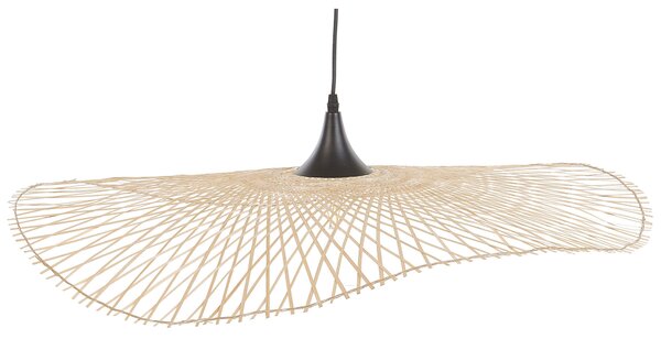 Závesná lampa svetlohnedá bambusové drevo oválne tienidlo 80 cm stropné svietidlo boho štýl
