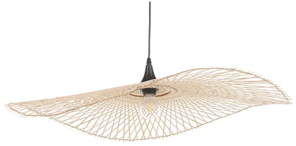 Závesná lampa svetlohnedá bambusové drevo oválne tienidlo 80 cm stropné svietidlo boho štýl