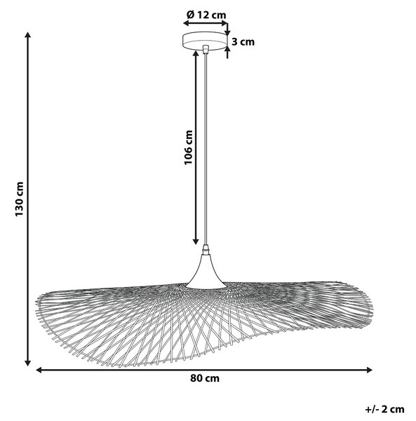 Závesná lampa svetlohnedá bambusové drevo oválne tienidlo 80 cm stropné svietidlo boho štýl