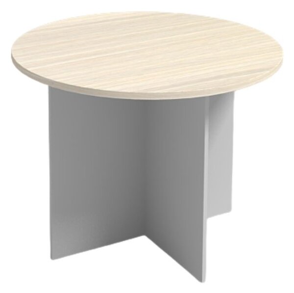 Rokovací stôl s guľatou doskou PRIMO GRAY, priemer 100 cm, sivá/breza