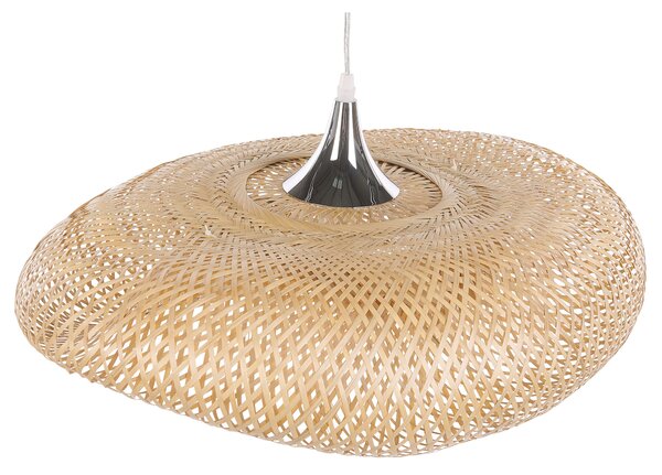 Závesná lampa svetlohnedá bambusové drevené tienidlo boho dizajn osvetlenie do interiéru