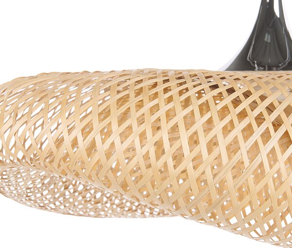 Závesná lampa svetlohnedá bambusové drevené tienidlo boho dizajn osvetlenie do interiéru