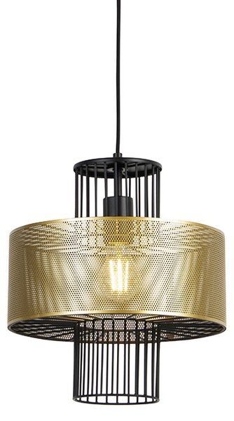 Dizajnová závesná lampa zlatá s čiernou 30 cm - Tess