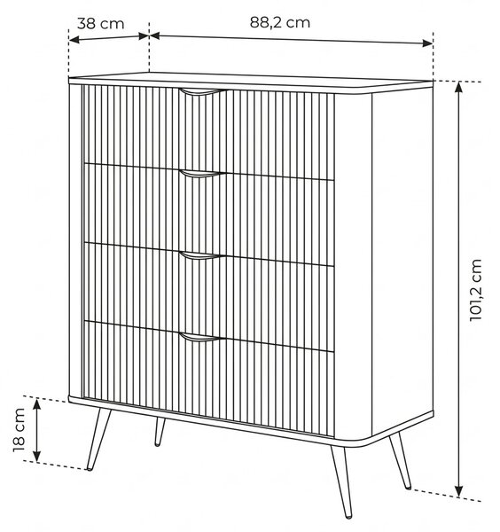KOMODA TREVISO 4S KAŠMÍR 88 cm