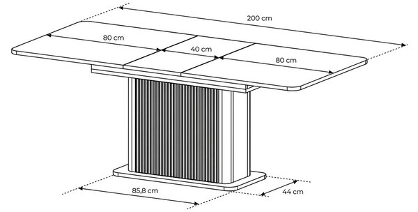 ROZKLADACÍ JEDÁLENSKÝ STÔL TREVISO KAŠMÍR 160 / 200 cm