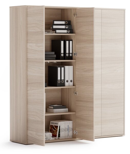 Kancelárska spisová skriňa BLOCK, 4× dvere, 800 × 400 × 1748 mm, dub prírodný