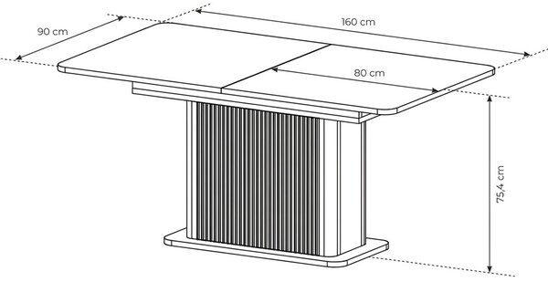 ROZKLADACÍ JEDÁLENSKÝ STÔL TREVISO KAŠMÍR 160 / 200 cm