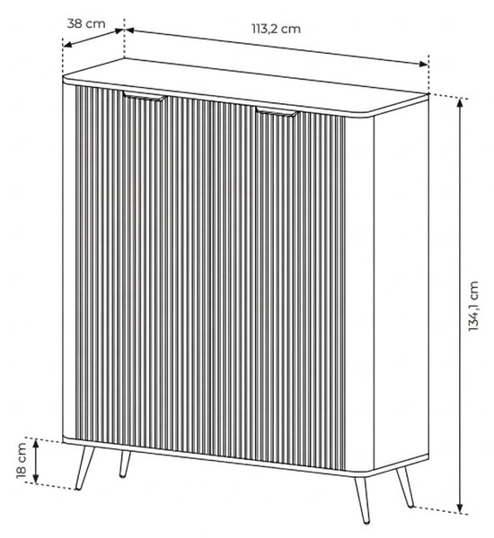 VYSOKÁ KOMODA TREVISO 2D KAŠMÍR 113 cm