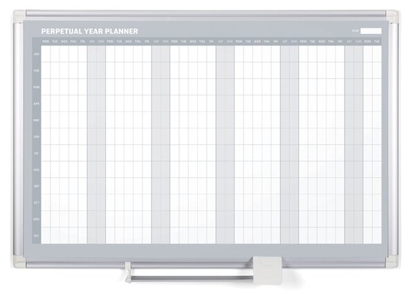 Ročná plánovacia tabuľa na stenu LUX, magnetická, dni, 900 x 600 mm