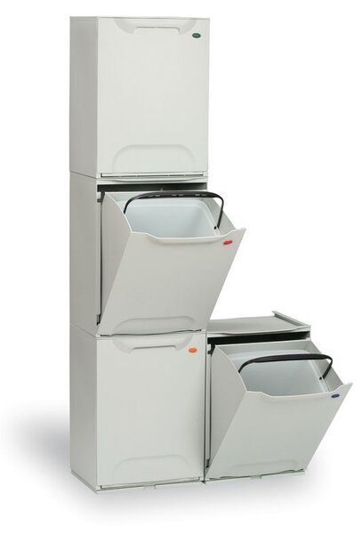 Súprava 4 plastových košov na triedený odpad, 20 L, 340 x 290 x 470 mm