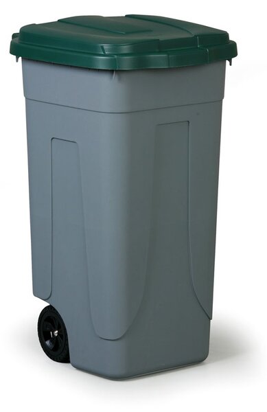 Mobilný plastový odpadkový kôš 100 L, zelené veko