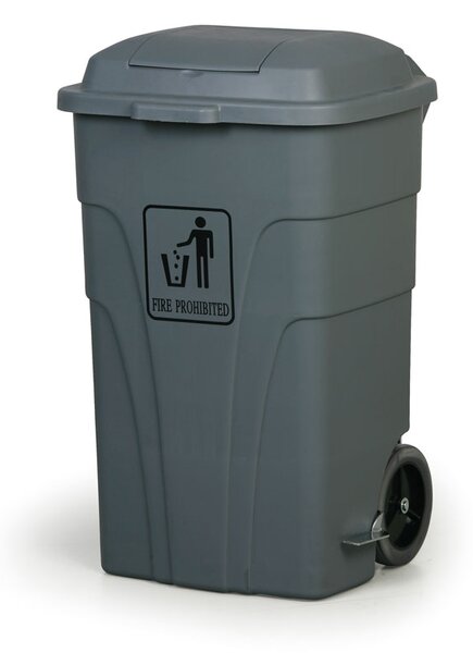 Plastový odpadkový kôš na kolieskach, 120 l, sivý