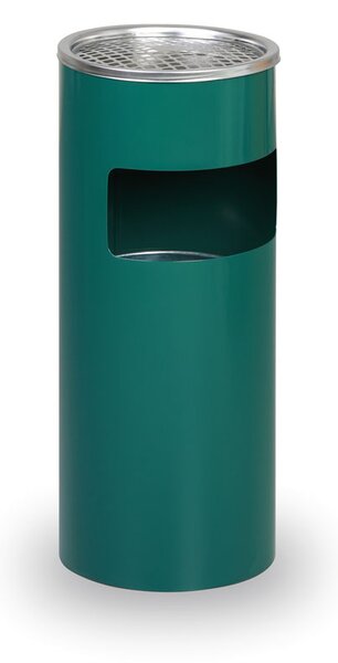 Vonkajší odpadkový kôš s popolníkom, 600 x 250 x 250 mm, zelený/nerez