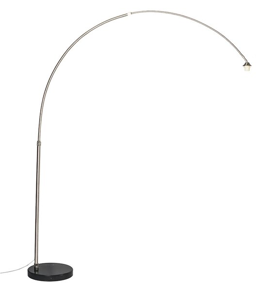 Moderná oblúková lampa oceľ s mramorovým podstavcom - XXL
