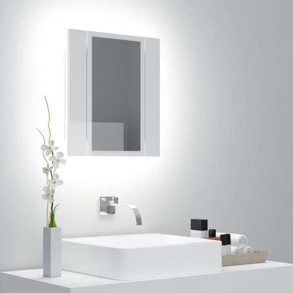 LED kúpeľňová zrkadlová skrinka lesklá biela 40x12x45 cm akryl