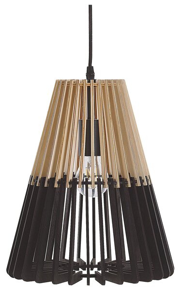 Závesná lampa svetlé drevo čierna preglejka kov maľovaný matný povrch moderný škandinávsky štýl obývačka jedáleň