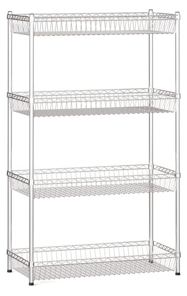 Drôtený regál s košovými policami, 1500 x 900 x 450 mm, 4 police