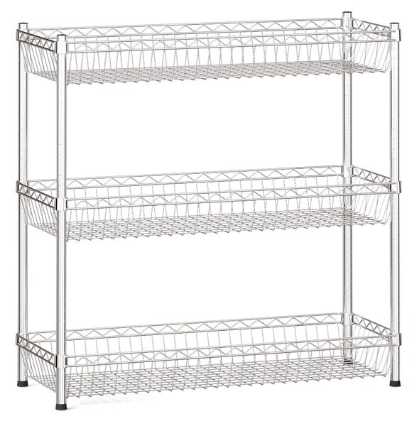 Drôtený regál s košovými policami, 900 x 900 x 350 mm, 3 police