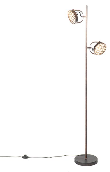 Vintage stojanová lampa hrdzavohnedá 2-svetlá - Tamina