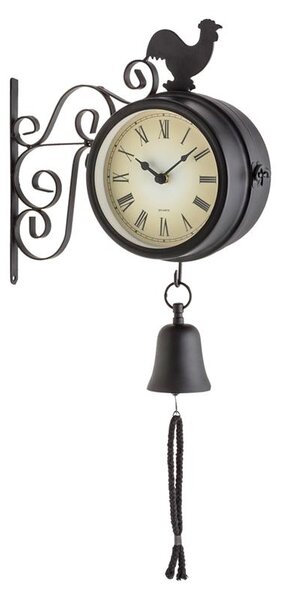 Blumfeldt Early Bird, nástenné hodiny, záhradné hodiny, teplomer, 28 x 34 x 10 cm, zvon, retro