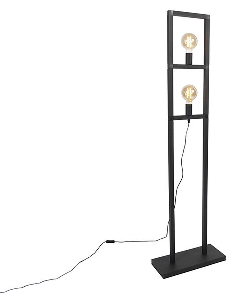 Priemyselná stojaca lampa, 2 svetlá, čierna - Simple Cage 2