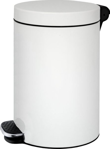Nášľapný odpadkový kôš 12 L, plynulé zatváranie, lakovaný biely