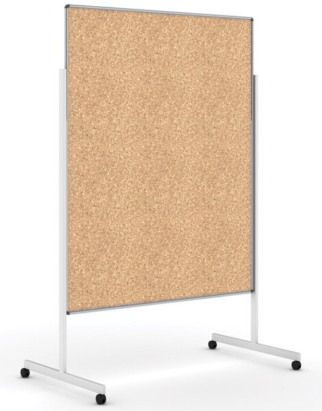 Informačná a moderačná tabuľa na kolieskach, paraván, 1200 x 1500 mm, korok