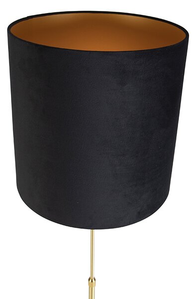 Stojaca lampa zlatá/mosadzná s čiernym zamatovým tienidlom 40/40 cm - Parte