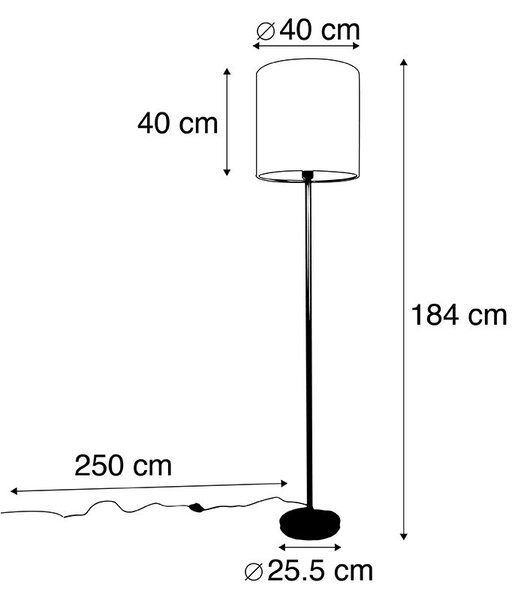 Moderná stojaca lampa čierna s béžovým buklé tienidlom 40 cm - Simplo