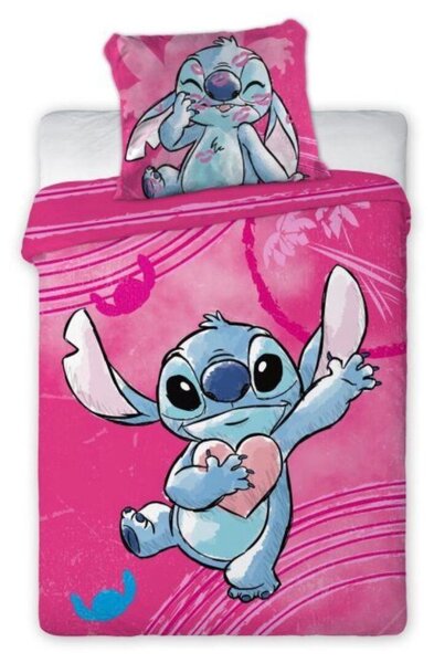 Obliečky Disney Lilo and Stitch ružový do postieľky 135x100cm+40x60cm Faro