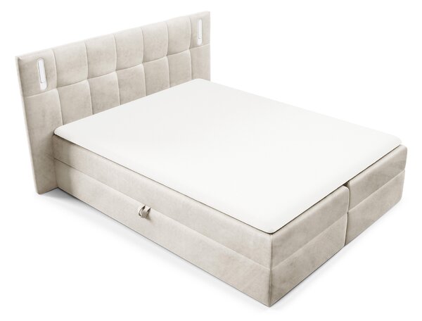 Wilsondo Čalúnená boxspring manželská posteľ s vrchným matracom Dancer - krémová Rozmer: 140x200