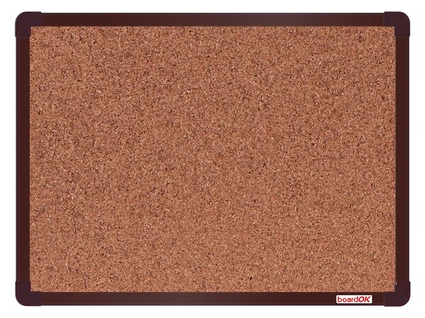 Korková nástenka boardOK v hliníkovom ráme, 600 x 450 mm, hnedý rám