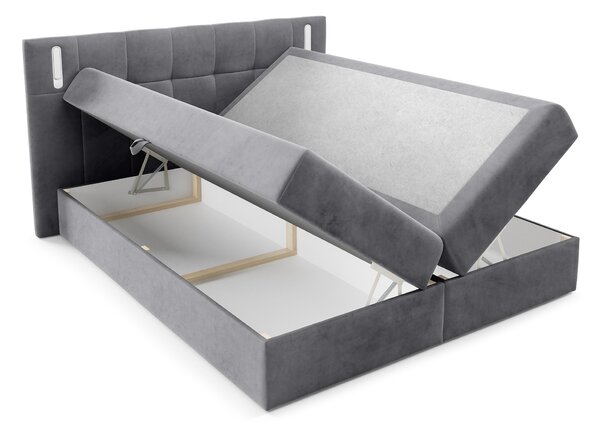 Wilsondo Čalúnená boxspring manželská posteľ s vrchným matracom Dancer - sivá Rozmer: 200x200