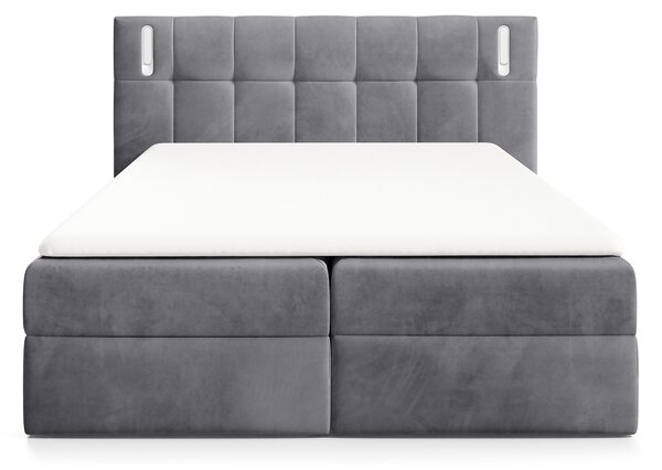 Wilsondo Čalúnená boxspring manželská posteľ s vrchným matracom Dancer - sivá Rozmer: 200x200