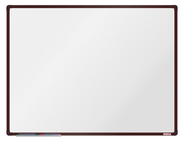Biela magnetická popisovacia tabuľa boardOK, 1200 x 900 mm, hnedý rám